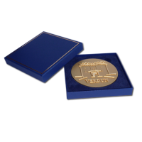 A Larger Blue Gift Box - For 81mm / 3.2″ medals - Measures: 10.5 x 10.5 x 1.5cm - 4.1 x 4.1 x 0.6″