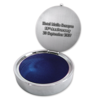 Gifts - A Blue Velvet coated interior compartment and a mention added at the back of the lid