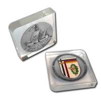 Gifts - The Crystal Glass Paperweight with two rounded corners and two sharp ones